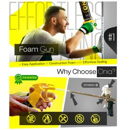 ONIA PU Spray Foam Gun with 4 tubes Expanding Spray foam Insulation Applicator with Reusable tubes and anti clogging caps – Filling & Sealing tool for Home and Office Use
