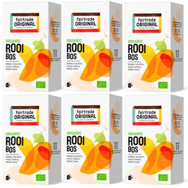 Rooibos Tea by fairtrade ORIGINAL | 120 Tea Bags | Set 6 x 20 Bags = 210 g | 100% Roibusch in Bag | Organic and Fair Trade | Rotbusch Tea Bags Individually Packed