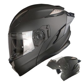 1Storm Motorcycle Modular Full Face Helmet DOT Adults Street Bike Flip up Dual Visor Sun Inner Shield Anti Fog Pinlock Ready Shield: Matt Black