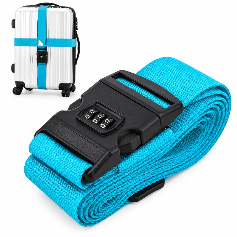 Adjustable Luggage Straps for Suitcases – 3-Digit Combination Lock and