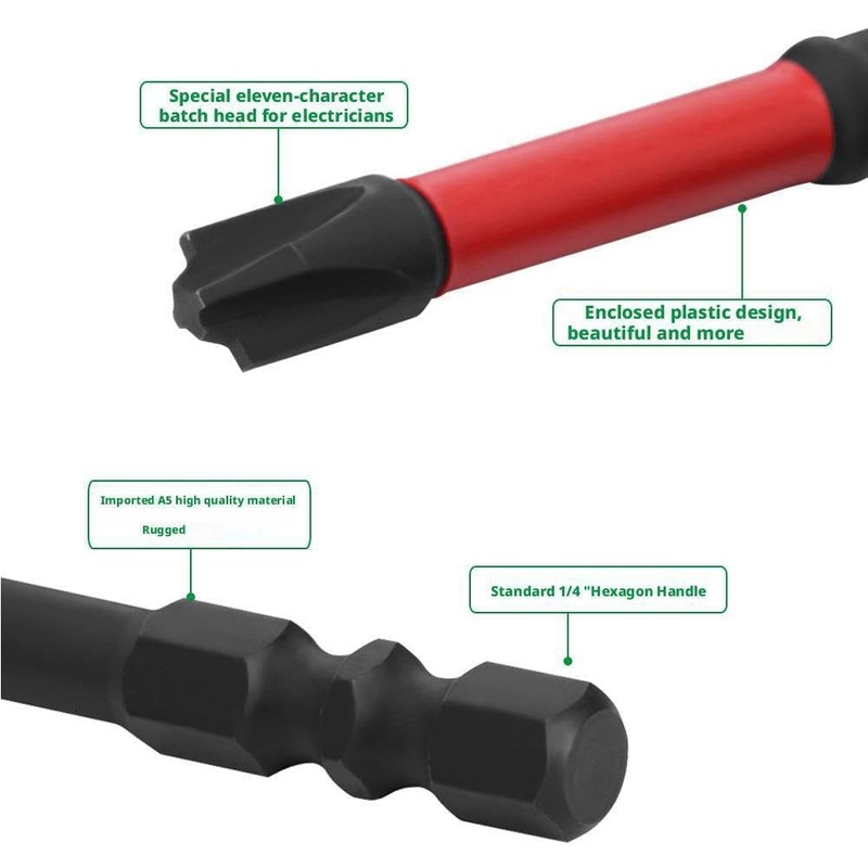 FPH2 Impact Screwdriver Bit Set for Electricians, 10Pcs S2 Steel