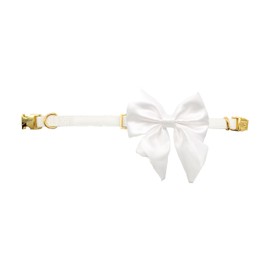 Croci Ceremony Bride Wedding Dog Collar with Removable Satin Bow, White with Gold Detail, for Small Medium Large Dogs S/28-44cm