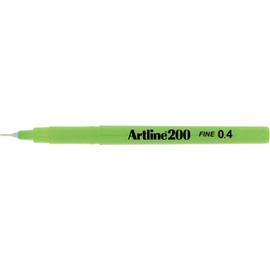 Artline 200 Yellow Green Fineliner Technical Drawing Pens - Pack 12