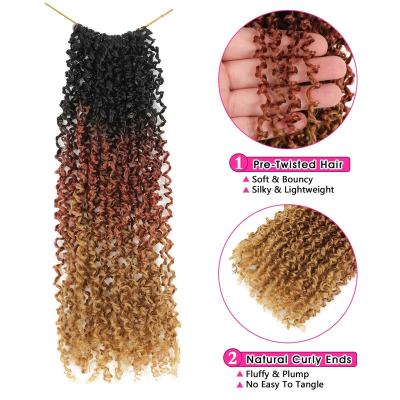 Pre-Looped Yanky Twist Crochet Hair for Black Women,14in,8-Pack,OT30/27
