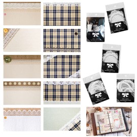 ouy 210 PCS Transparent Lace Sticker Set Aesthetic PET Pattern Scrapbooking Decorative Stickers with Vintage Decoupage Paper for Art Journaling Album Craft (Weaving Series)