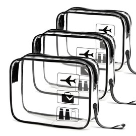 Zynewa Pack of 3 Transparent Toiletry Bag, TSA Approved, Waterproof PVC Travel Wash Bags, Multifunctional Travel Toiletry Bag, for Family, Men and Women, /, /