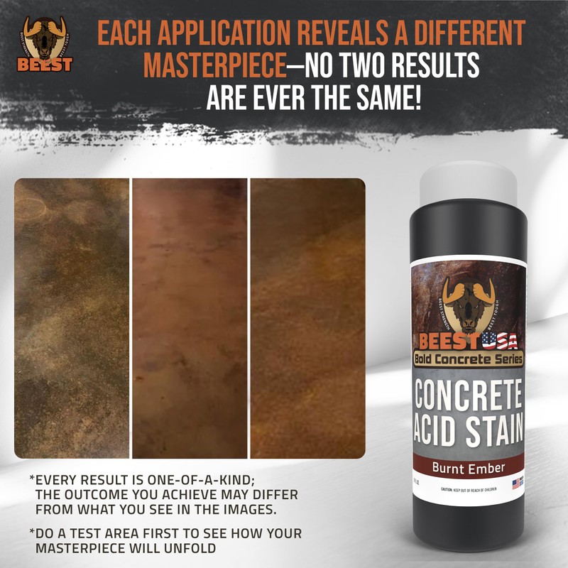 BEEST Concrete Stain - Burnt Ember, Test 8 oz Concrete