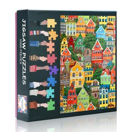 Old European City Landscape Puzzle - 1000 Pieces Vintage Jigsaw for Adults, 50x70cm Challenging Architecture Art, Family Game Night Activity