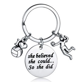 YEEQIN Volleyball Player Gift Volleyball Team Gifts She Believed She Could So She Did Volleyball Gifts For Girls Women Volleyball Coach Gift (Volleyball Keychain)