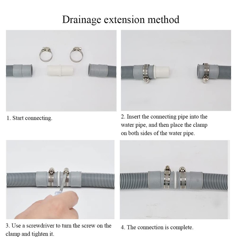 TIMESETL 2m Washing Machine Hose Extension, Washing Machine Pipe，Washing Machine
