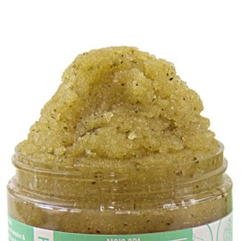 Mojo Spa Feelin Green Face and Body Scrub | Cucumber, Mint, Green Tea Scent | Detoxifying Sugar Based Exfoliator | 10 oz