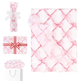 10 Sheets 50× 70 cm Pink Bow Tissue Paper, Gift Wrapping Paper with Bow Print for Baby Showers, Birthdays, Weddings & Crafts