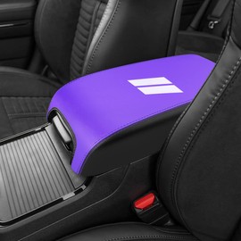 INTGET Center Console Cover for Dodge Charger Accessories 2011-2020 2021 2022 2023 for Chrysler 300 2015-2022 Leather Armrest Cover Console Lid Protector Cushion Pad(Black with Purple, Leather)