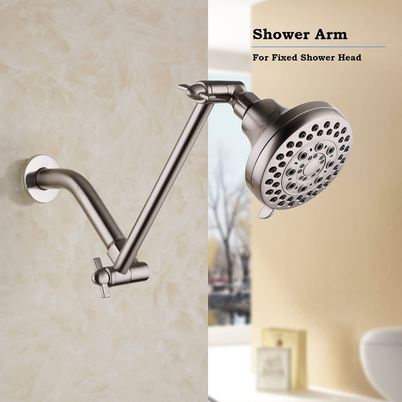 Oysdmn Adjustable Shower Arm, 8 Inch, Brushed Nickel, Modern Style,