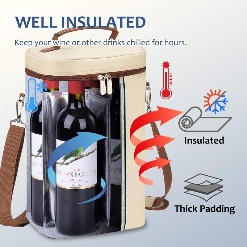 Kato Tirrinia Insulated Wine Cooler Bag, 4 Bottles Cooler Bag,