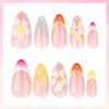 24 Pcs Summer Almond False Nails with 3D Flowers Design