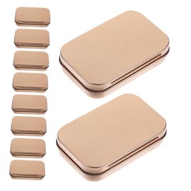 ULTECHNOVO 10pcs Storage Tin Box Candy Jars with Lids Empty Storage Tins Small Hinged Containers Empty Tin Containers Small Storage Containers Small Hinged Tins Small Tin Golden Tinplate