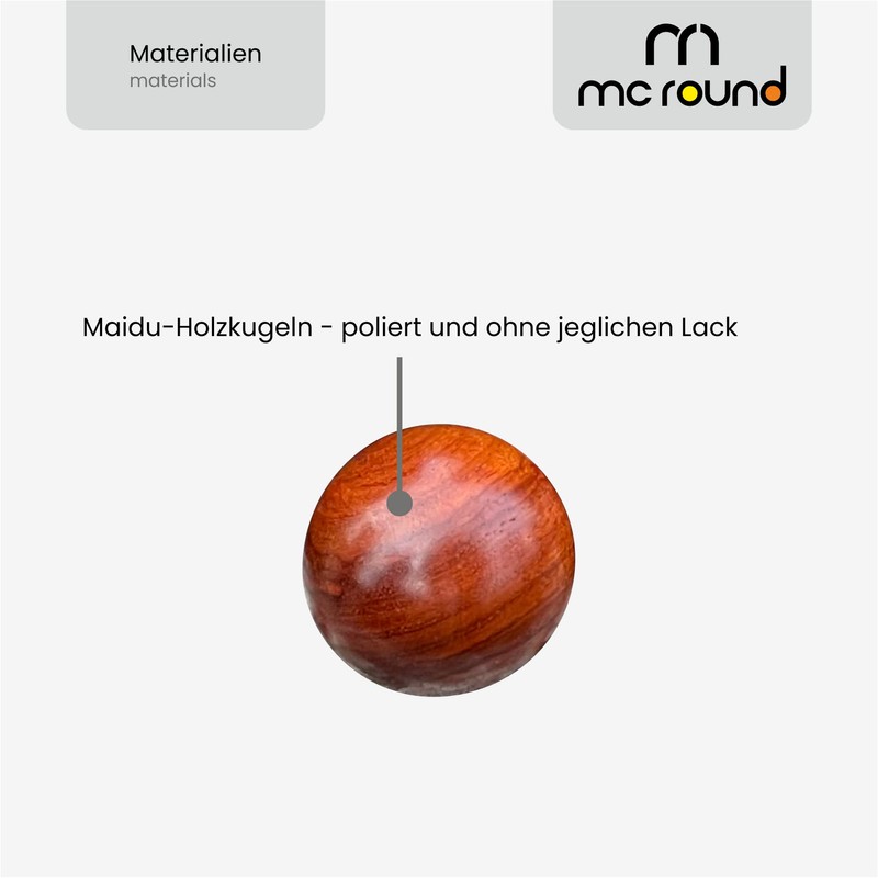 Two Elegant Maidu Wooden Balls 45 mm for Relaxing Hands
