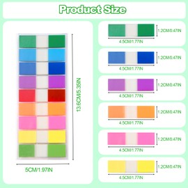 Leucasa 360 Pcs Sticky Tabs Book Tabs Transparent Sticky Notes PET Multicolor Index Tabs for Reading Writing,Studying,Office,School Planner Memo