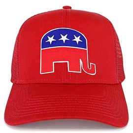 Armycrew Republican Elephant Patch Structured Trucker Mesh Cap - RED