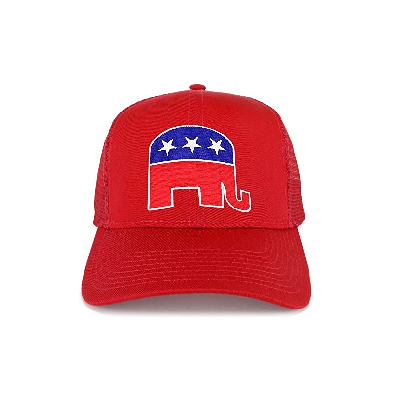 Armycrew Republican Elephant Patch Structured Trucker Mesh Cap - RED