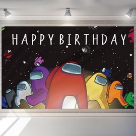 1Pack Among Party Decoration Banner Photography Background for Kids Birthday Party Among Photo Booth Props (4.16X2.3 Ft) (red-04)