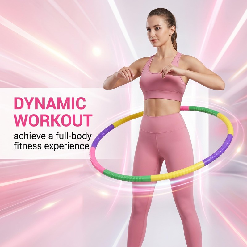 Detachable Weighted Fitness Hoop Combined with Pink Unicorn Skipping Rope,