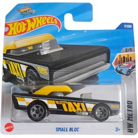 Hot Wheels Small Bloc Die-Cast Car, 1:64 Scale, Black and Yellow, 7/250