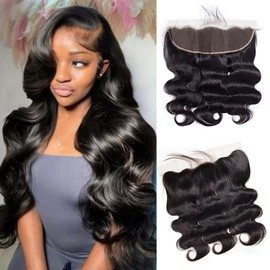 13x4 Lace Frontal Closure Body Wave Human Hair Ear to Ear HD Lace Frontal Closure Free Part Brazilian Body Wave Hair Extensions 150% Density Human Hair Pre Plucked with Baby Hair 20 Inch