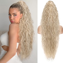 ORSUNCER Ponytail Extension Claw 30" Curly Pony Tail Clip in Claw Hair Extensions Fluffy Natural Looking Synthetic Hairpiece for Women