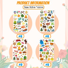 512 Pcs Travel Camping Stickers in 16 Sheets Outdoor Adventure Themed Self Adhesive Decals for Birthday Invitations Envelopes Decorations Party Goodie Gifts Bag Decor Game Class Rewards