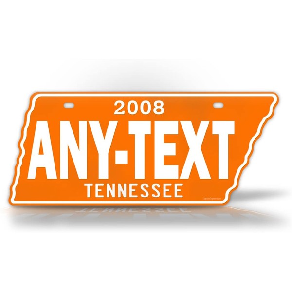 SignsAndTagsOnline Antique TN License Plate Orange & White Vols Vintage State Shaped Replica Tennessee Personalized Custom Auto Tag