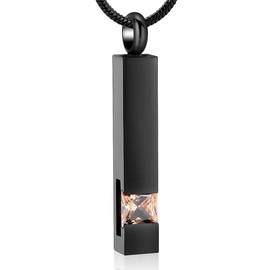 memorial jewelry Brithstone Cube Cremation Urns Jewelry Ashes Keepsake Stainless Steel Crystal Pendant, Crystal