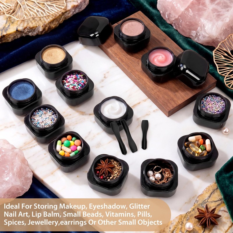 Meanplan 36 Pack 1oz Black Travel Jar Containers, Black Cosmetic