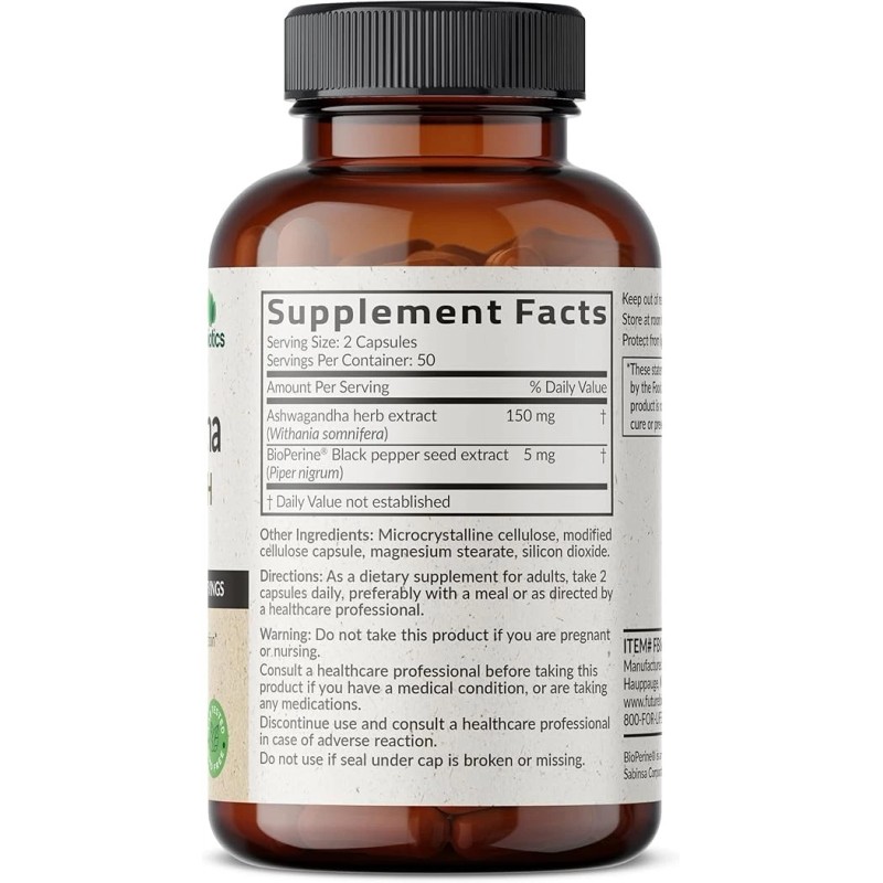 Futurebiotics Ashwagandha Extra Strength Stress & Mood Support with BioPerine