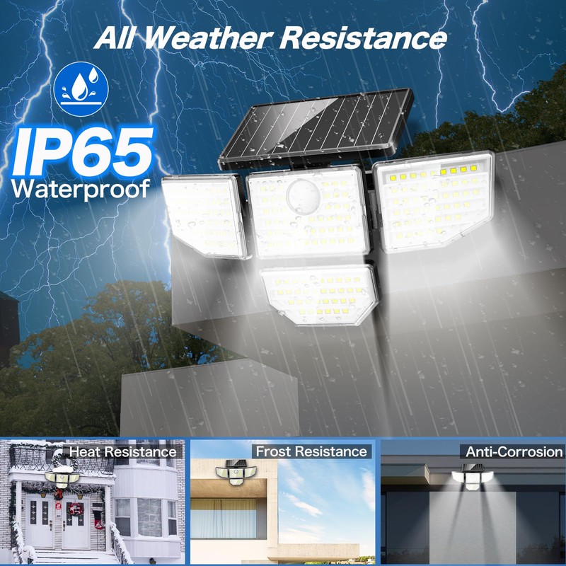 Adewalk 3000LM Outdoor Solar Light - Upgrade 4 Heads 188