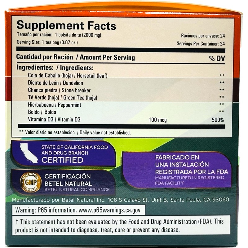 Premium Rinodetox Tea by Betel Natural - Natural Kidney Support