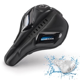 ROCKBROS Bicycle Saddle Cover Gel Bicycle Saddle Cover Breathable Cushion Saddle Cover 26 x 18 cm Bicycle Seat Cover with Rain Cover Gel Saddle Cover for MTB, Road Bike, E-Bike Red/Blue