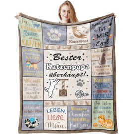 Gift for Cat Lovers Man, Cat Dad Gift Blanket 150 x 130 cm, Cat Gifts for Dad, Father, Cat Owner, Birthday, Father's Day Gift for Cat Dad, Dad Gift from Daughter, Son