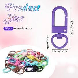 30PCS Metal Lobster Claw Clasps, Lanyard Swivel Snap Hooks with Key Rings, Heavy Duty Metal Keychain Clip, DIY Accessories for Bag Key Chains Connector Jewelry Making (Mixed Color)