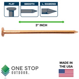 40 Pack 3 Inch USA MADE Copper Nails Pack - Pure Copper Nail Spikes USA Made - Solid Reliable Used for Trees, Stumps, Landscaping, and Hobbies (40)
