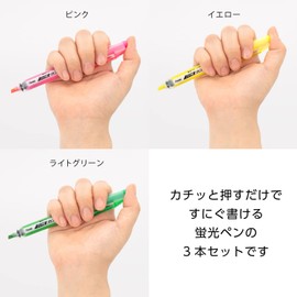 Pentel Knock Highlighter, Handy Line, 3 Color Set (SXNS15-3)