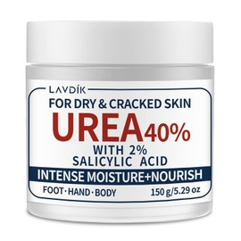 40% Urea Cream with 2% Salicylic Acid, Maximum Strength Moisturizer for Dry, Cracked Skin on Feet, Hands, Heels, Elbows, and Knees, 5.29 OZ