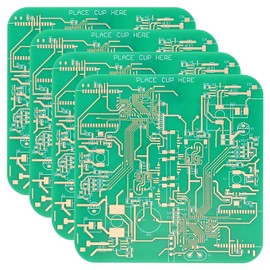 PATIKIL 4pcs Coasters, PCB Coasters Circuit Board Coasters FR-4 Drink Bar Coasters for Drinks Coffee Table Bar Gifts Boy-Friend Men, Green