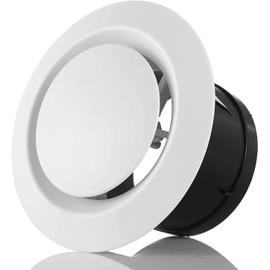 Hon&Guan 100 mm white plate valve, ABS adjustable vent cover on ceiling or wall, round ventilation grille for exhaust fan, pipe fan