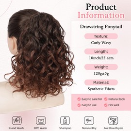 Curly Ponytail Extension, Drawstring Ponytail Hair Extension with 2 Clips, Voluminous Synthetic Hairpiece for Women, Instant Volume for Everyday Wear, Parties & Special Occasions