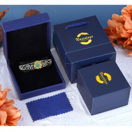 Naxidaze Genuine Turquoise Bracelet for Women 925 Sterling Silver Sunflower Cuff Bracelet Vintage Western Turquoise Jewelry for Women