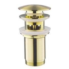 Keymark Universal Drain Fitting with Overflow Brushed Gold - Keymark Universal Drain Valve Drain Fitting for Sink & Washbasin - Brass Pop Up Drain Plug