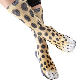 BONTOUJOUR Creative Men Women Fun Socks 3D Print Animal Feet Pattern Novelty Socks Paw Crew Socks (White cat paw)