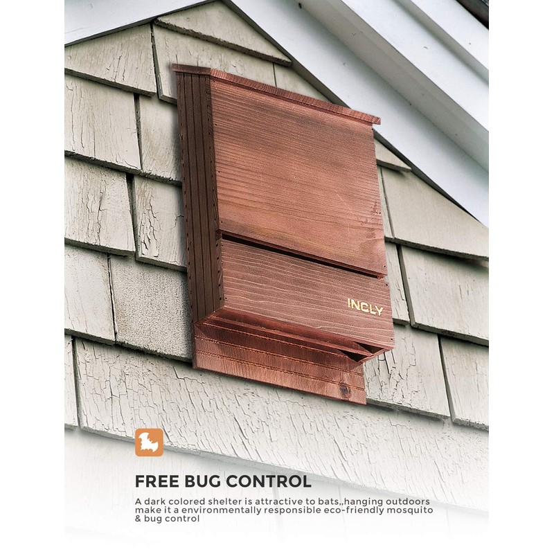 Incly Bat House for Outdoors 15"x9.2"x3.2" Shelter Box kit Double